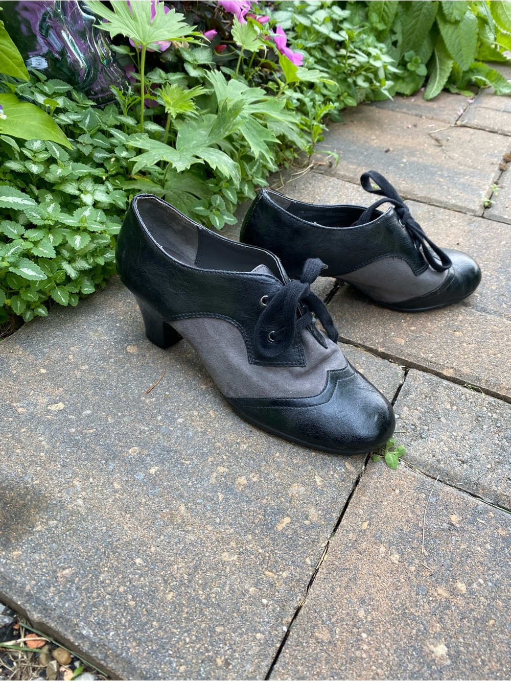 Aerosoles BLK/GRY Heeled Oxfords, 7 Summer Sale